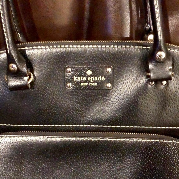 KATE SPADE Black Leather Satchel Top Zipper Bag with Front Zipper Pocket - Picture 15 of 16